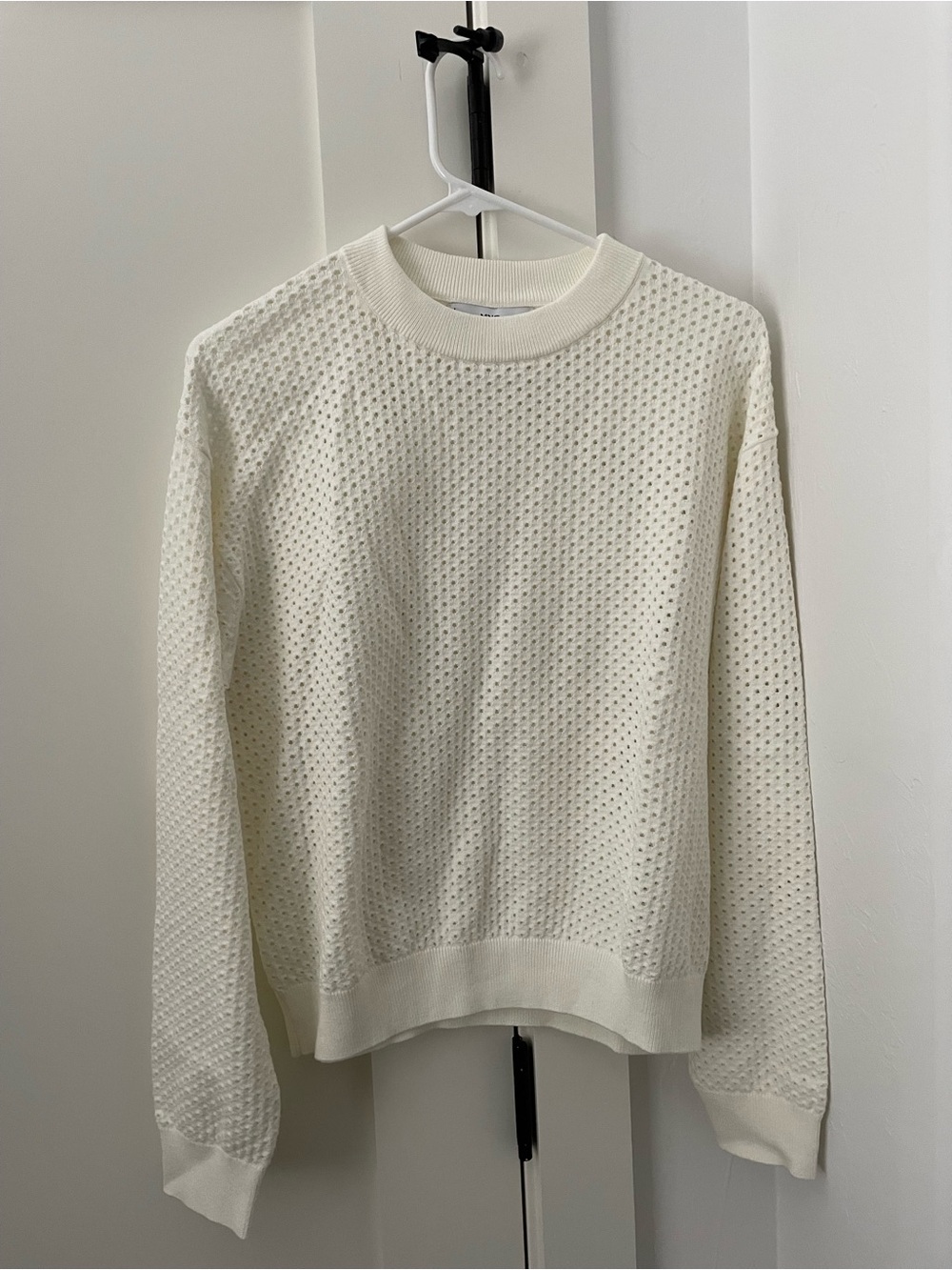Mango Cream Textured Crewneck Sweater